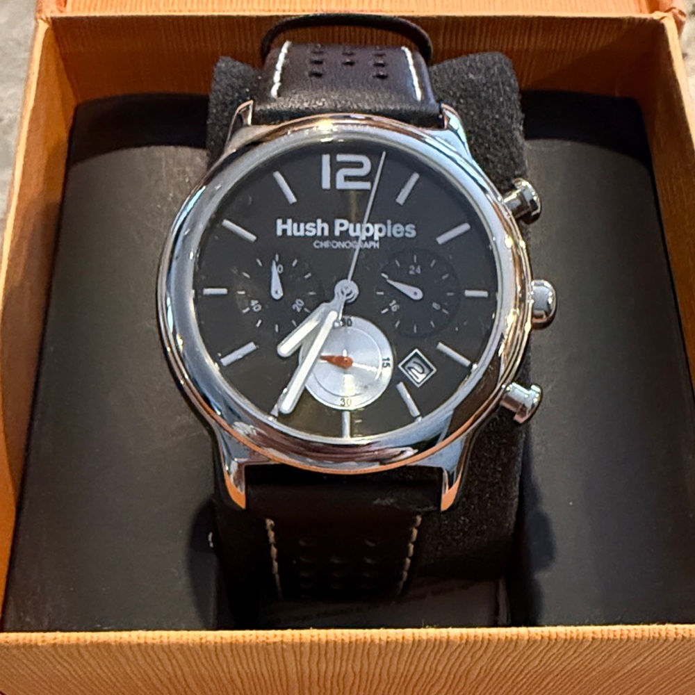 Hush Puppies Black and Silver Watch